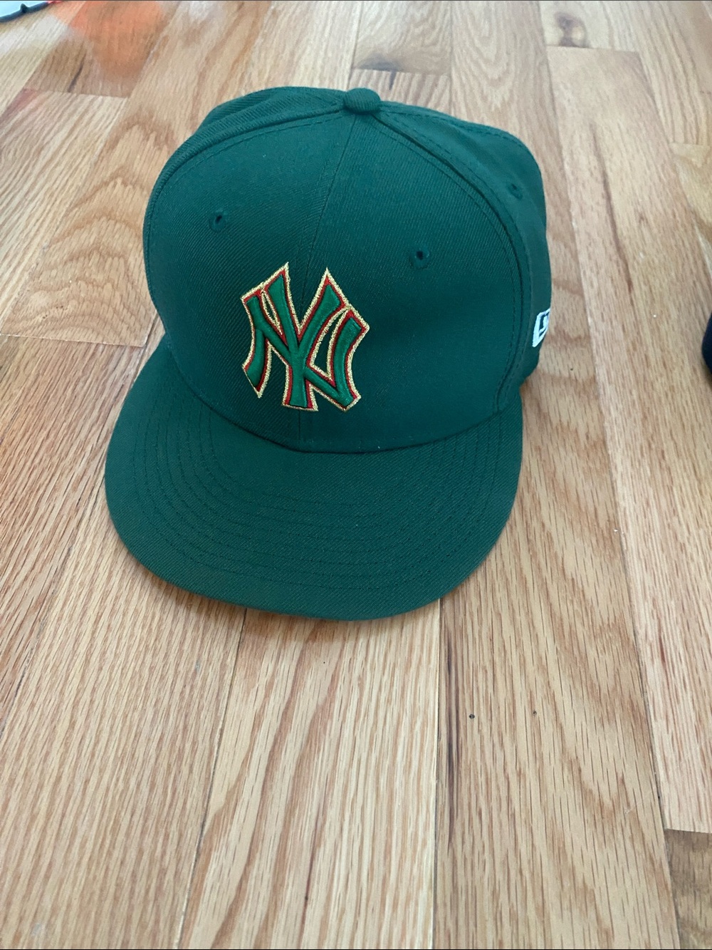 New Era Green NY Yankees Fitted Hat with Orange Trim